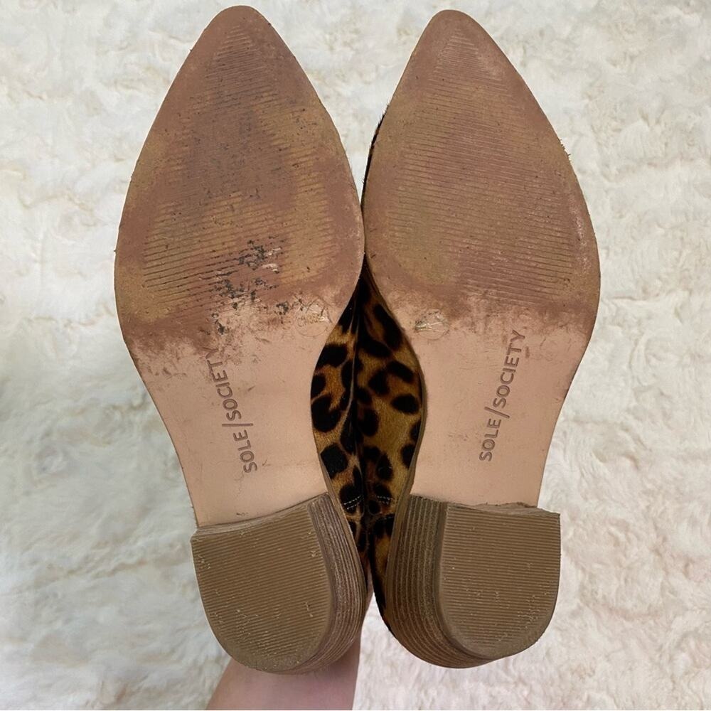 Sole Society Womens Heeled Ankle Bootie Size 6 Laurelah 2 Leopard Print Cow Hair - Picture 12 of 13